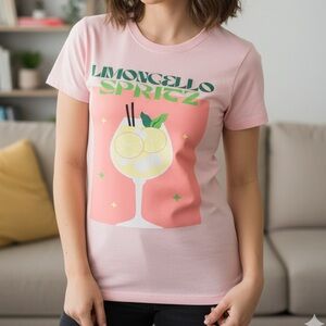 Popular Basics Pink Graphic Tee with Limoncello Spritz Print